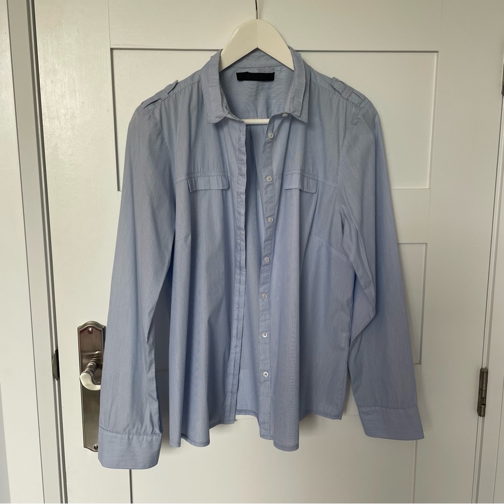 Ladies Light Blue Button-Up Shirt by ZARA